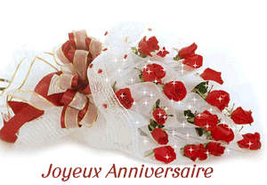 Gif animé joyeux anniversaire bouquet de roses